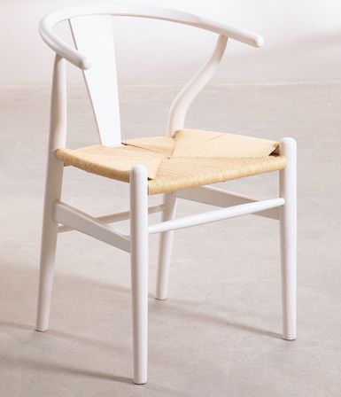 Chaise en bois blanc et corde naturel Kaylo