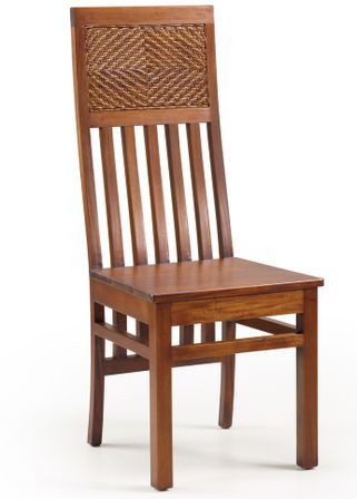 Chaise en bois d'acajou massif et rotin FALKANE