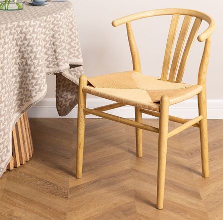Chaise en bois d'orme et corde naturel Pyria