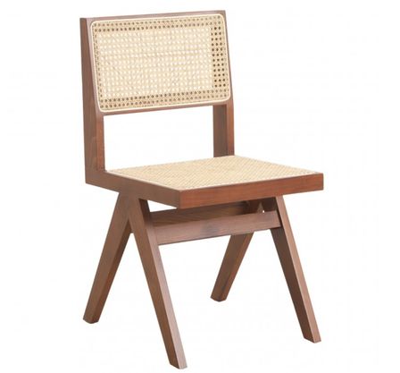 Chaise en bois de frêne et rotin LANDAS - Style vintage