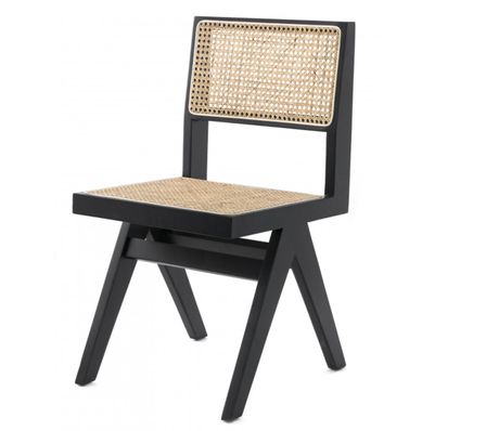 Chaise en bois de frêne et rotin LANDAS - Style vintage