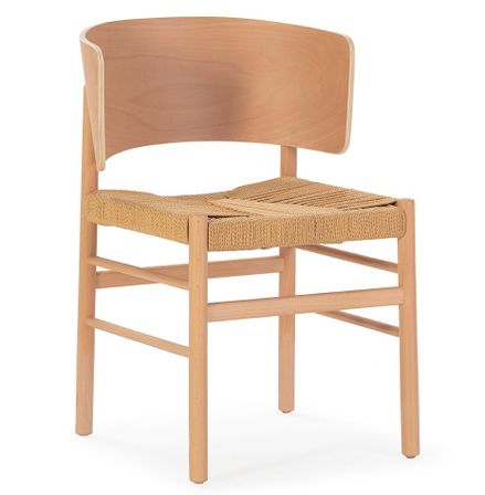 Chaise en bois de hêtre naturel et corde KANURA