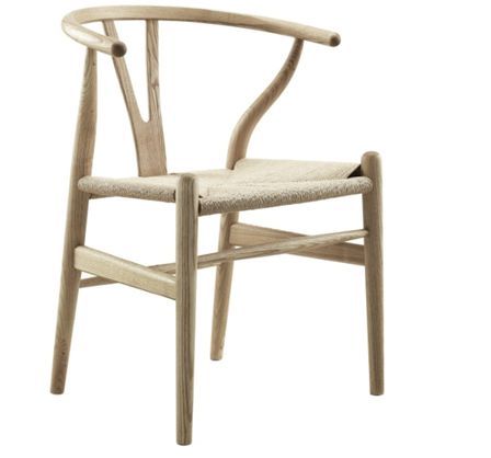 Chaise en frêne naturel et assise en corde en fibre naturelle Ponka