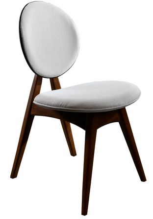 Chaise en bois de noyer et tissu lin crème Karny - Lot de 2