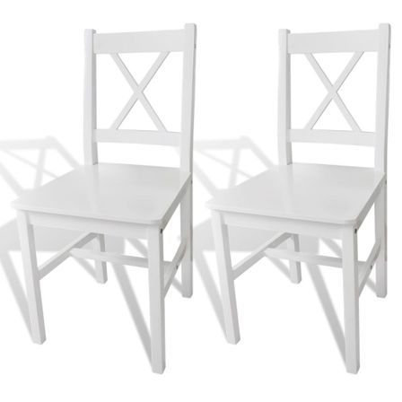 Chaise en bois de pin blanc vernis Dina - Lot de 2