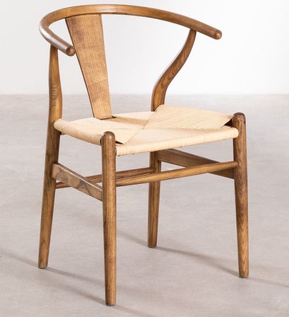 Chaise en bois foncé et corde naturel Kaylo