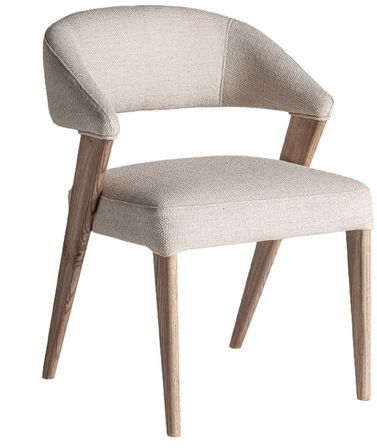 Chaise en tissu beige et bois de chêne BELINA – Élégance naturelle et confort artisanal