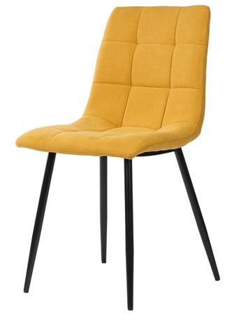 Chaise en tissu capitonnée rembourré Livio – Élégance moderne avec pieds en métal noir