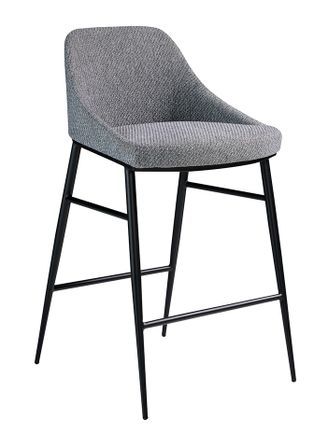 Chaise haute tissu gris et pieds en acier noir Padou - lot de 2