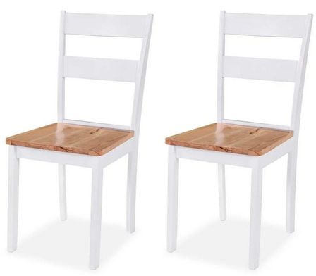 Chaise hévéa massif clair et blanc Amine - Lot de 2