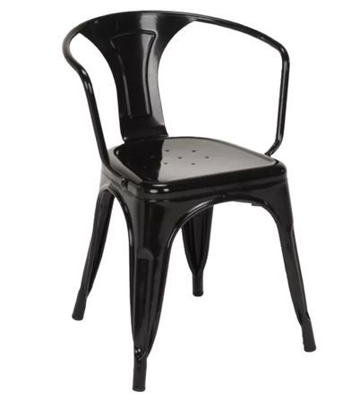 Chaise industrielle avec accoudoirs acier brillant Kuista