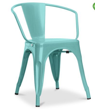 Chaise industrielle avec accoudoirs acier brillant Poka - Haut de gamme