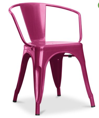 Chaise industrielle avec accoudoirs acier brillant Poka - Haut de gamme