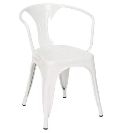 Chaise industrielle POKA Classique avec accoudoirs en acier brillant – Design vintage