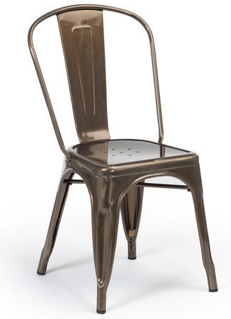 Chaise industrielle vintage KANBO en acier galvanisé brossé brillant