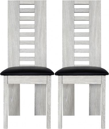 Chaise bois chêne cérusé gris Kathy - Lot de 2