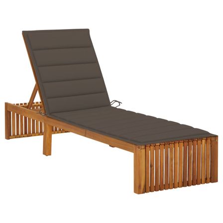 Chaise longue avec coussin Bois d'acacia solide 14