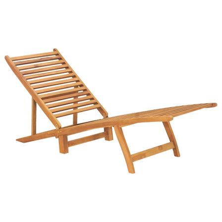 Chaise longue Bois de teck solide 4