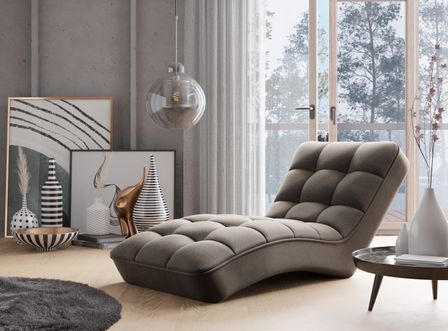 Chaise longue d'intérieur tissu capitonné RIKAL – Confort durable