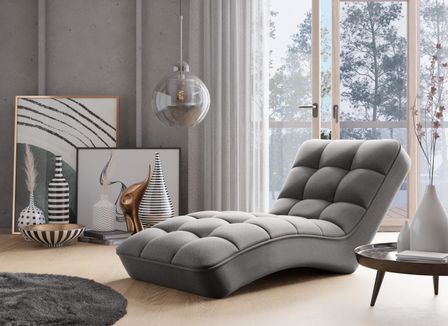 Chaise longue d'intérieur tissu capitonné RIKAL – Confort durable