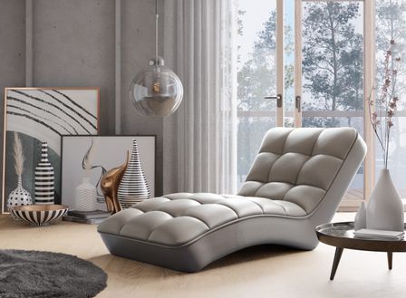 Chaise longue d'intérieur tissu capitonné RIKAL – Confort durable