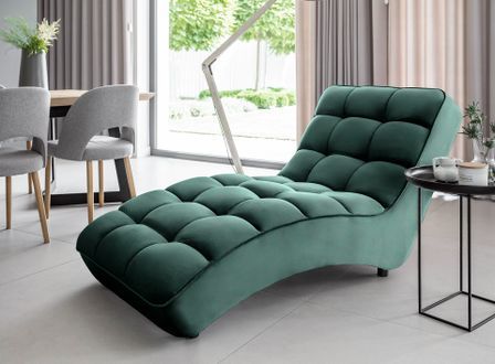 Chaise longue d'intérieur velours capitonné RIKAL – Confort et raffinement