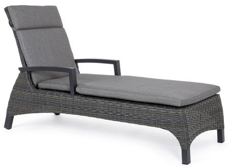 Chaise longue en aluminium anthracite avec coussins Ben