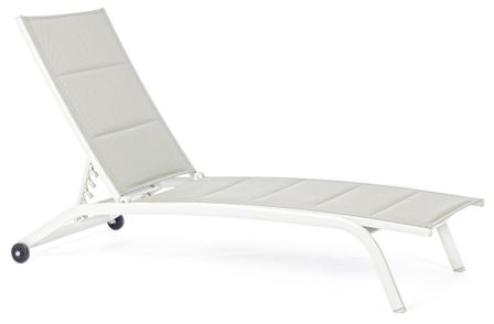 Chaise longue en aluminium blanc et gris Chloé - Lot de 4