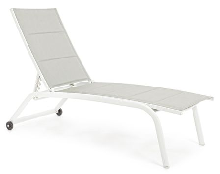 Chaise longue en aluminium et textylène blanc Chloé - Lot de 4