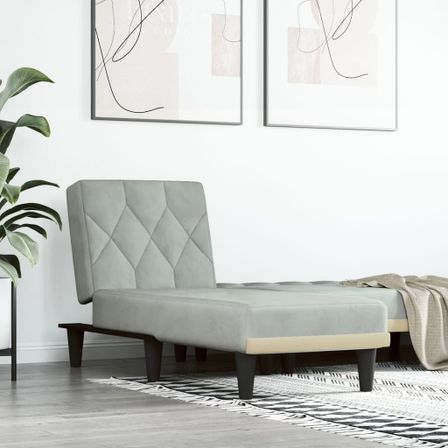 Chaise longue gris clair velours