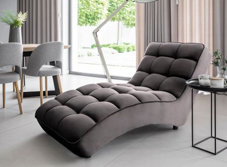 Chaise longue RIKAL en velours capitonné