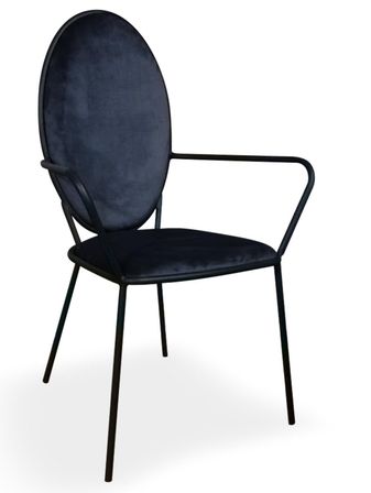 Chaise médaillon avec accoudoirs velours noir Richard - Lot de 2