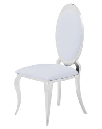 Chaise médaillon simili cuir et pieds métal argenté effet miroir Joliva - Lot de 4