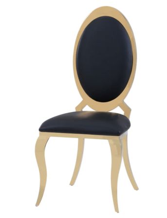 Chaise médaillon simili cuir et pieds métal doré effet miroir Joliva - Lot de 4