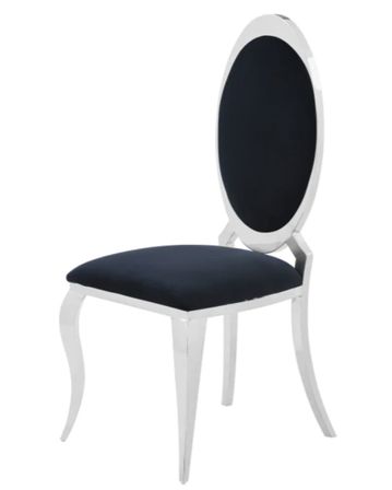 Chaise médaillon velours et pieds métal argenté effet miroir Joliva - Lot de 4