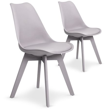 Chaise moderne grise Plaza - Lot de 2