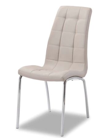 Chaise moderne simili cuir et pieds métal chromé Maeva - Lot de 6