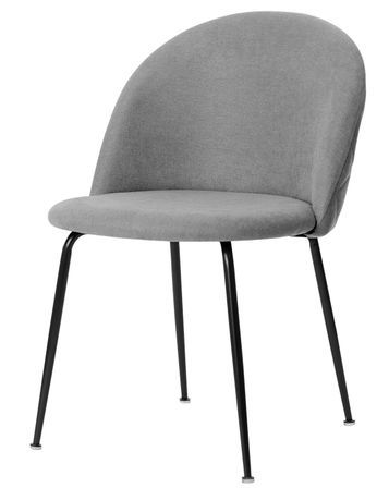 Chaise moderne tissu gris clair rembourré et pieds métal noir Louba