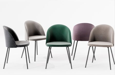 Chaise moderne velours et métal noir Luza- Lot de 4