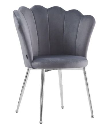 Chaise moderne velours et pieds métal chromé Pétale - Lot de 2