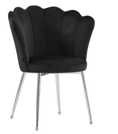 Chaise moderne velours et pieds métal chromé Pétale - Lot de 2