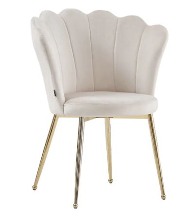 Chaise moderne velours et pieds métal doré Pétale - Lot de 2