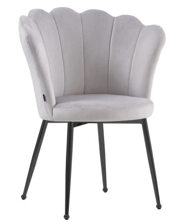 Chaise moderne velours et pieds métal noir Pétale - Lot de 2