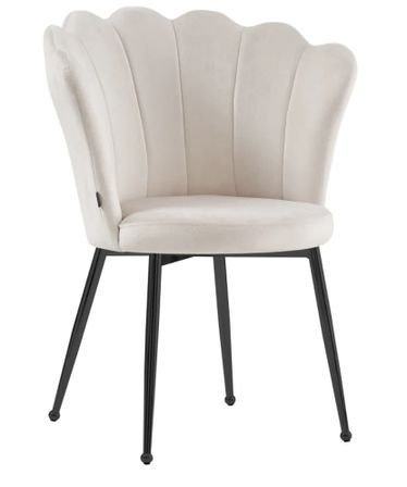 Chaise moderne velours et pieds métal noir Pétale - Lot de 2