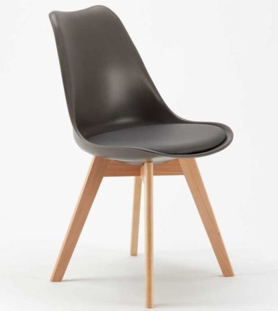 Chaise naturel et gris avec coussin simili cuir Anko - Lot de 2