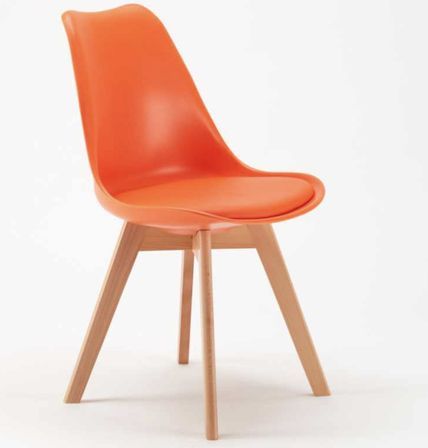 Chaise naturel et orange avec coussin simili cuir Anko - Lot de 2