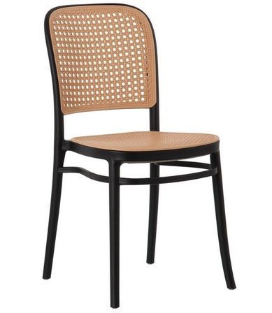 Chaise noir et rotin synthétique naturel Skoza