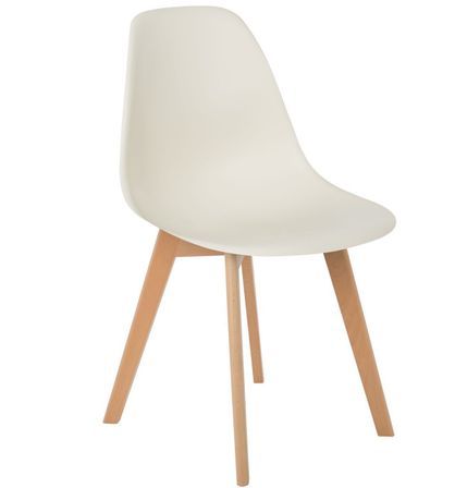 Chaise nordique beige et pieds hêtre clair Nordo - Lot de 2