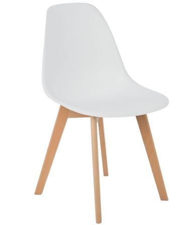Chaise nordique blanche et pieds hêtre clair Nordo - Lot de 2