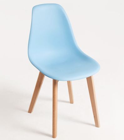 Chaise nordique bleu ciel et pieds hêtre clair Nordo - Lot de 2